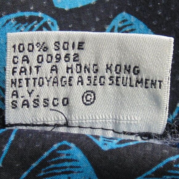 Vintage ALBERT NIPON Silk Blouse/Tunic, 8, Black/Blue, Geometric swirl - Picture 12 of 13